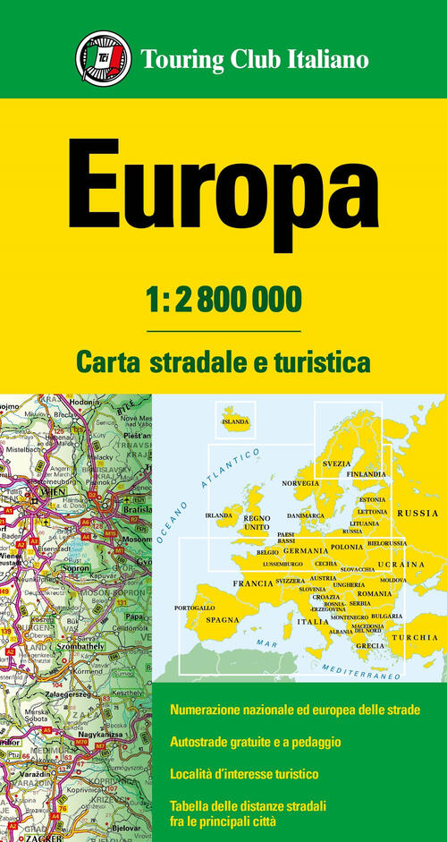 Europa 1:2.800.000. Carta Stradale E Turistica. Ediz. Multilingue Touring 2024