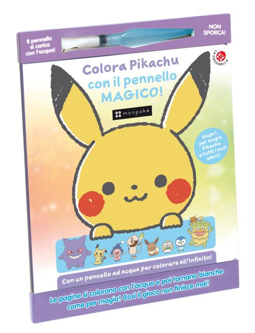 Colora Pikachu Con Il Pennello Magico. Monpoke. Con Pennarello Ad Acqua La Coc