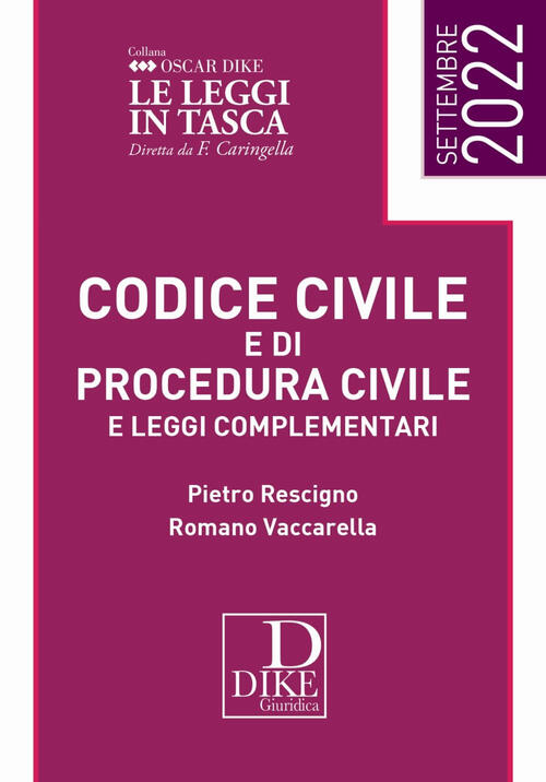 Codice Civile E Di Procedura Civile E Leggi Complementari. Settembre 2022 Piet