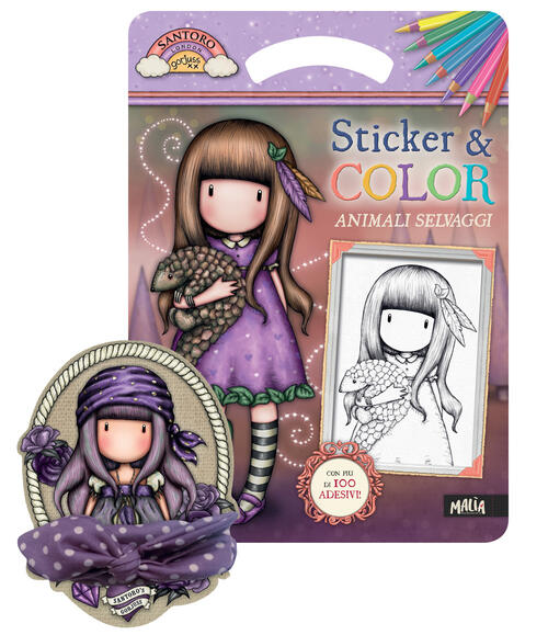 Animali Selvaggi. Gorjuss. Sicker & Color. Ediz. A Spirale. Con Bandana Viola