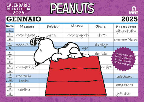 Peanuts. Calendario Della Famiglia 2025 Charles M. Schulz Magazzini Salani 202