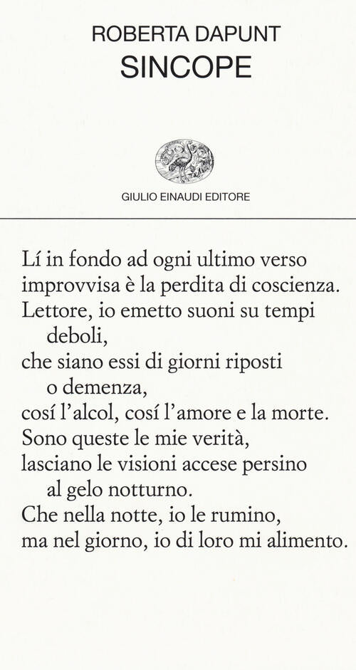 Sincope Roberta Dapunt Einaudi 2018