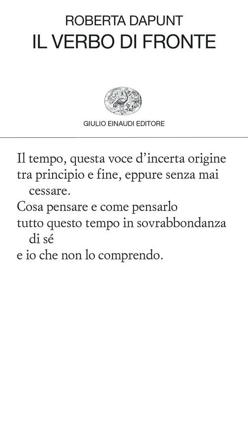 Il Verbo Di Fronte Roberta Dapunt Einaudi 2024