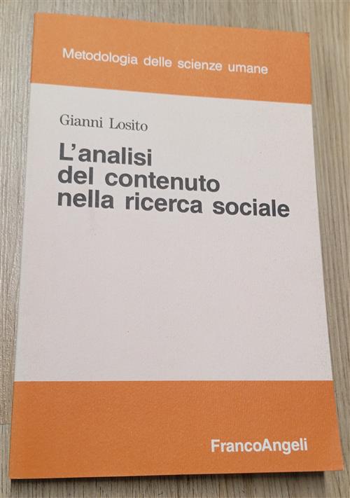 L' Analisi Del Contenuto Nella Ricerca Sociale Gianni Losito Franco Angeli 199
