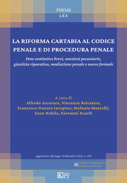 La Riforma Cartabia Al Codice Penale E Di Procedura Penale. Pene Sostitutive B