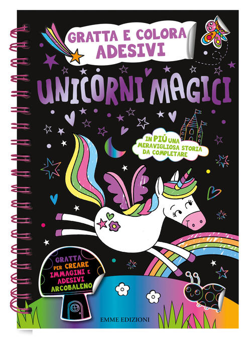 Unicorni Magici. Gratta E Colora Adesivi. Con Prodotti Vari: Matita Di Legno E