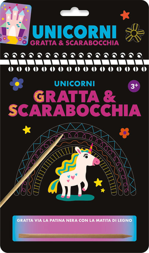 Unicorni. Gratta E Scarabocchia. Ediz. A Spirale. Con Matita Di Legno Emme Edi