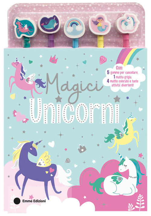 Magici Unicorni. Con 5 Gomme. Con 5 Matite Colorate Emme Edizioni 2025