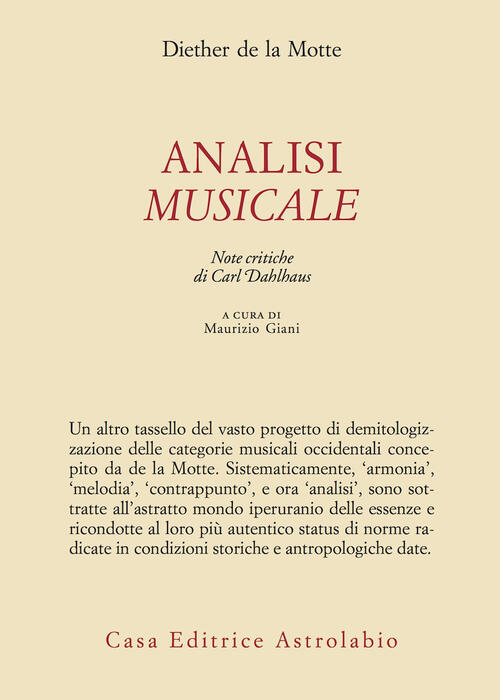 Analisi Musicale Diether De La Motte Astrolabio Ubaldini 2020