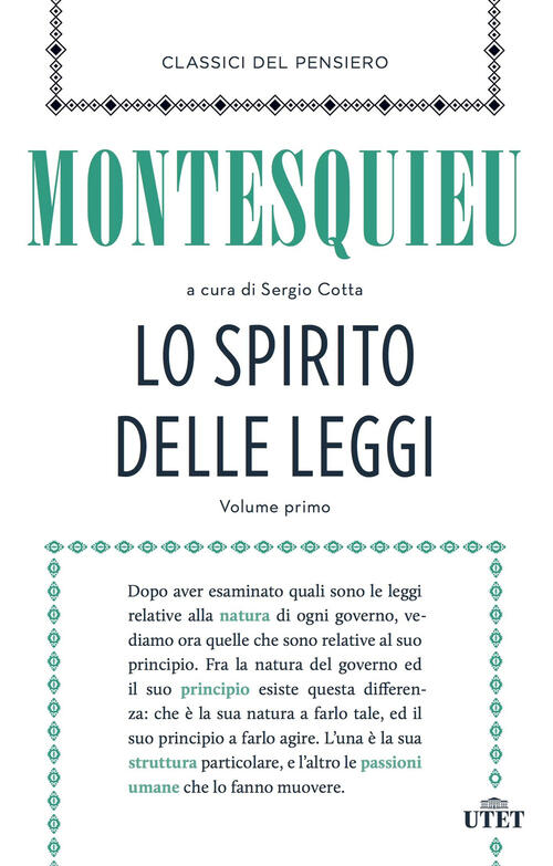 Lo Spirito Delle Leggi Charles L. De Montesquieu Utet 2015