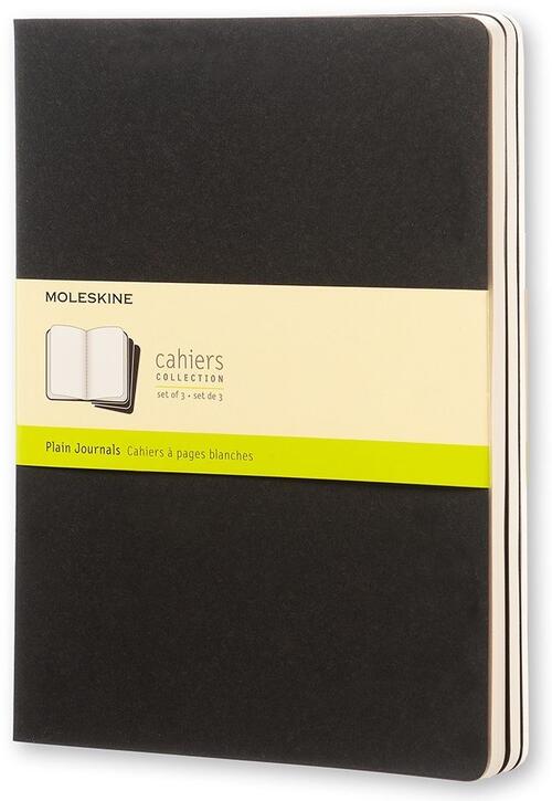 Quaderno Cahier Journal Moleskine Xl A Pagine Bianche Nero. Black. Set Da 3