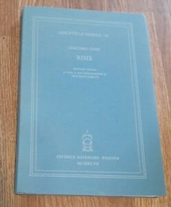 Giacomo Zane Rime. Ediz. Critica