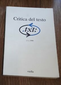 Critica Del Testo. Solo Il Vol. 2 Libreria Editrice Viella - Riviste