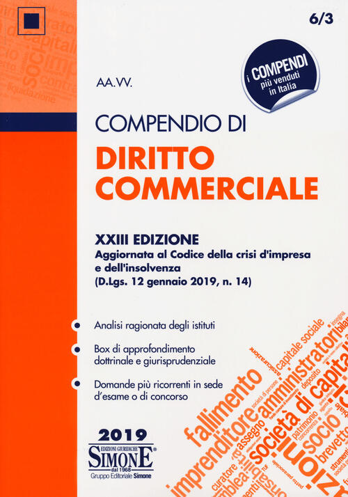 Compendio Di Diritto Commerciale Edizioni Giuridiche Simone 2019