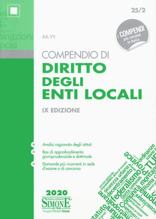 Compendio Di Diritto Degli Enti Locali Edizioni Giuridiche Simone 2020